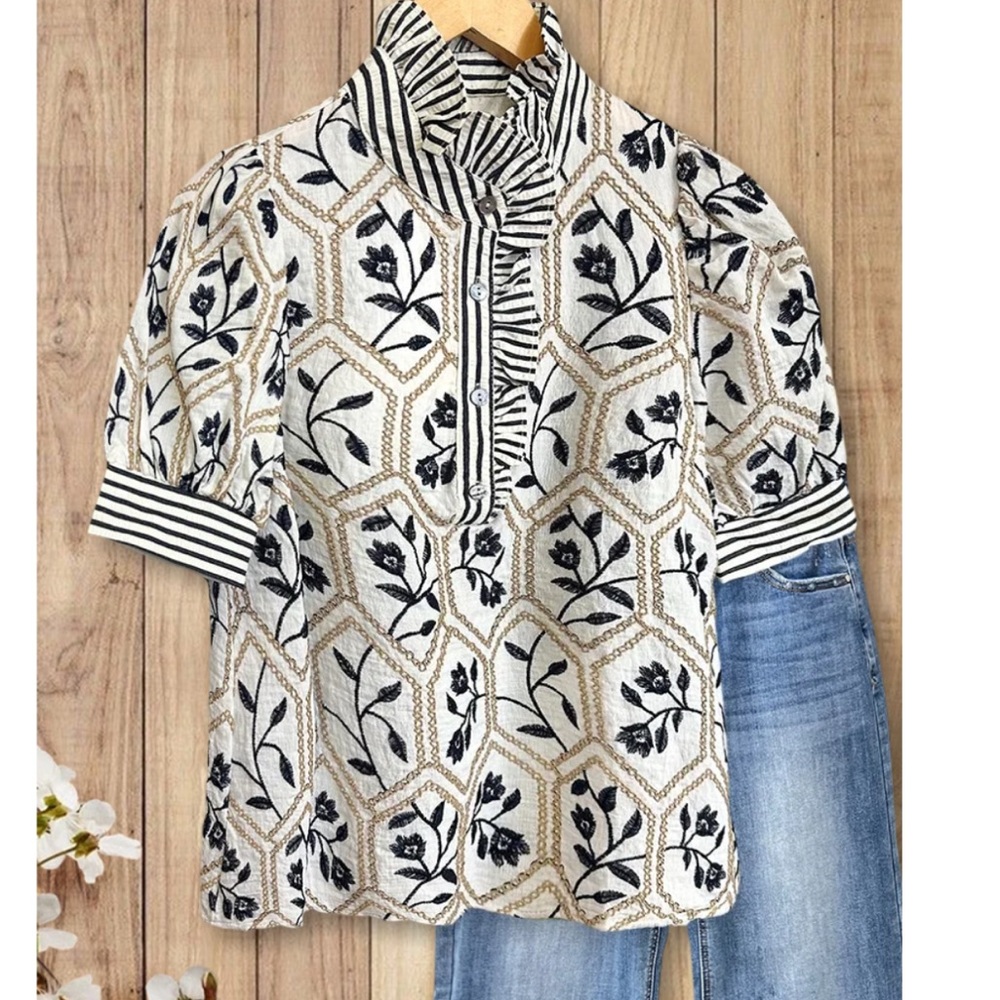 Sage Vell Floral Patterned Women's Top